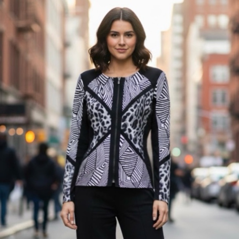 Black and white animal print light jacket